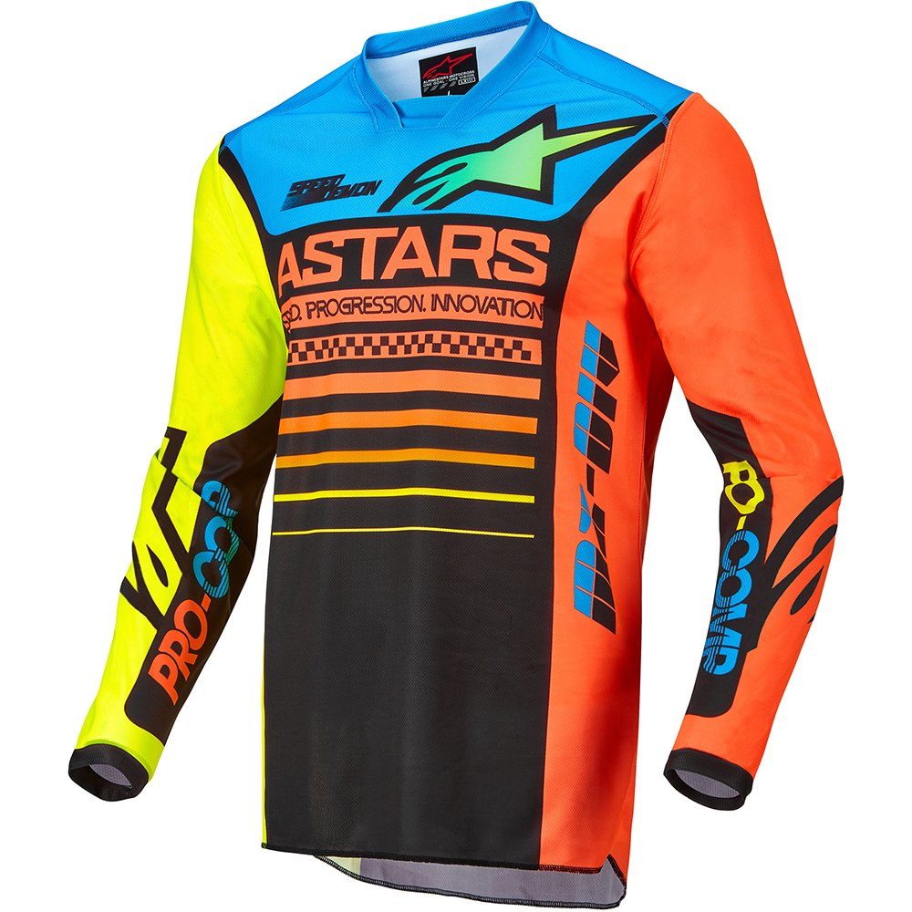 Alpinestars - Maillot Enfant Kids Racer Compass Noir / Jaune fluo / Orange  / Bleu