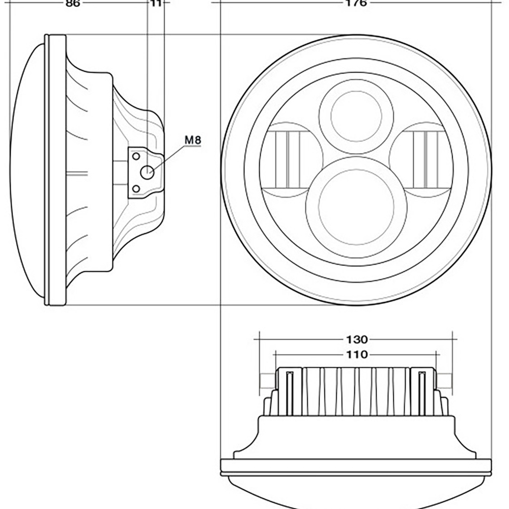 Phare led Dragon Light 176 mm