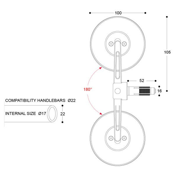 Rétroviseurs embout de guidon Skin-S Bar End B-Lux