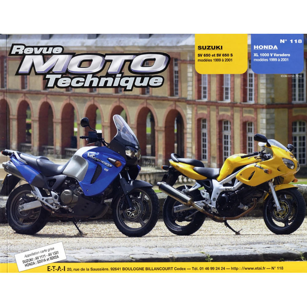 RMT 118.2 HONDA XL1000 (1999 à 2001) et SUZUKI SV 650 (1999 à 2001)