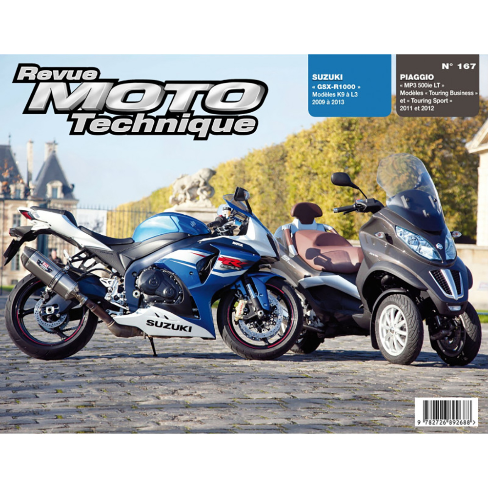 RMT 167 PIAGGIO MP3 500 LT (2011 à 2012) et SUZUKI GSX-R1000 (2009 à 2013)