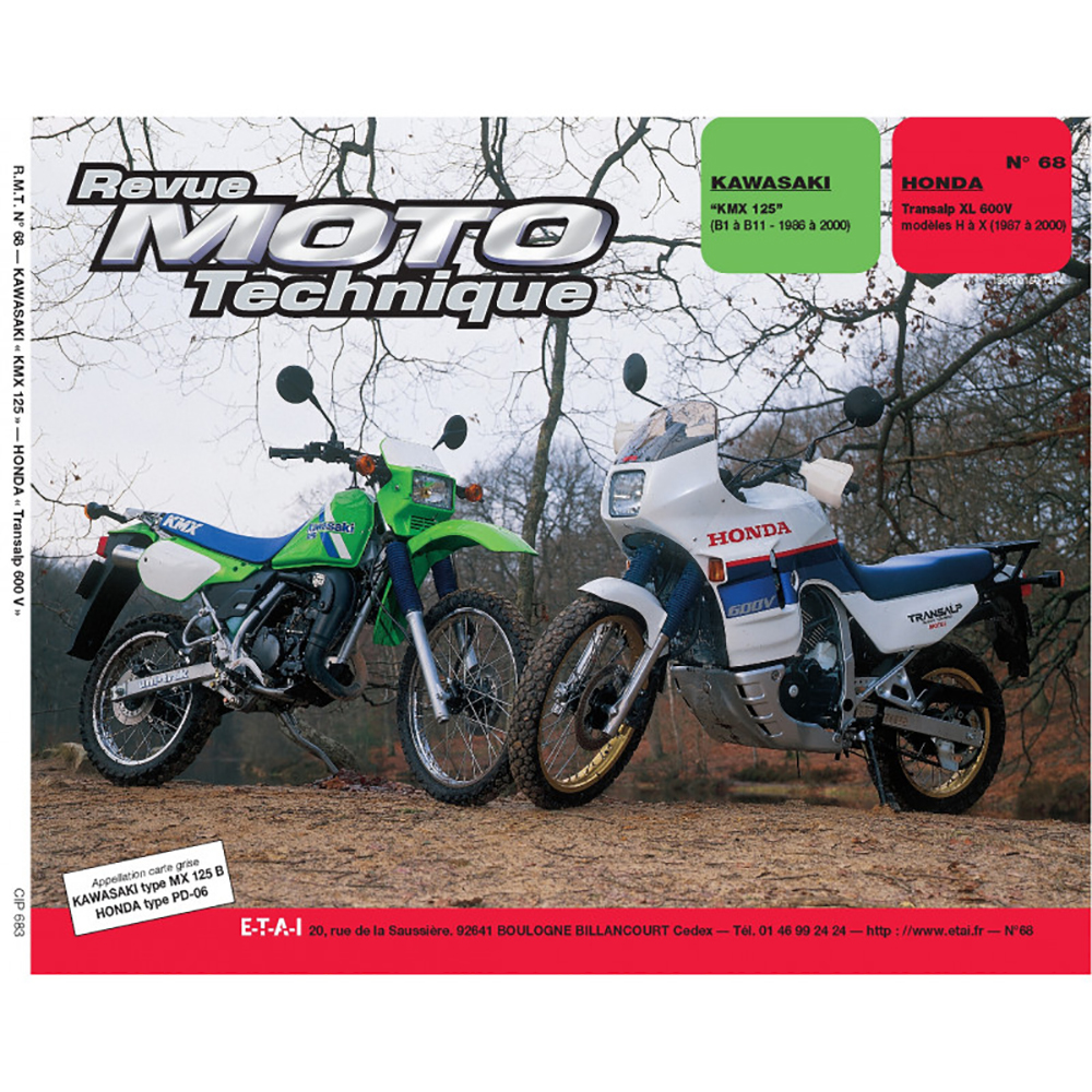 RMT 68.3 KAWASAKI KMX 125 (86 à 2000) et HONDA XL 600V (Transalp) (87 à 2000)