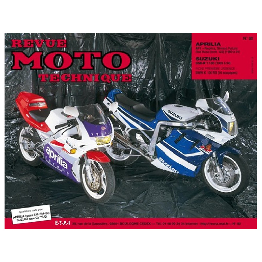 RMT 80.2 APRILIA 125 AF1 (1989 à 1991) et SUZUKI GSX-R1100 (1989 à 1994)