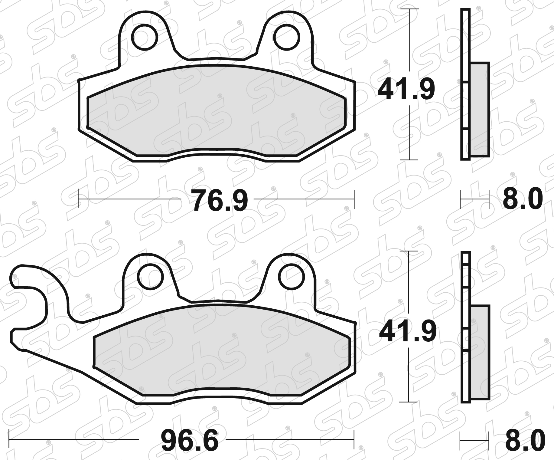Plaquettes De Frein SBS 947HS | Pour Freins à Disque | Épaisseur 7,9 Mm - Longueur 78 Mm - Hauteur 42,5 Mm