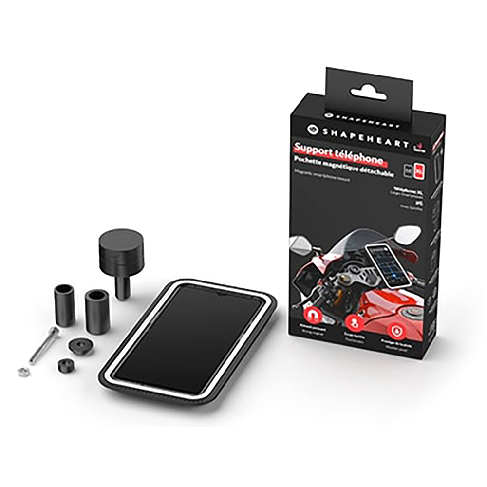 Support téléphone vélo magnétique Shapeheart XL noir aimant puissant Iphone