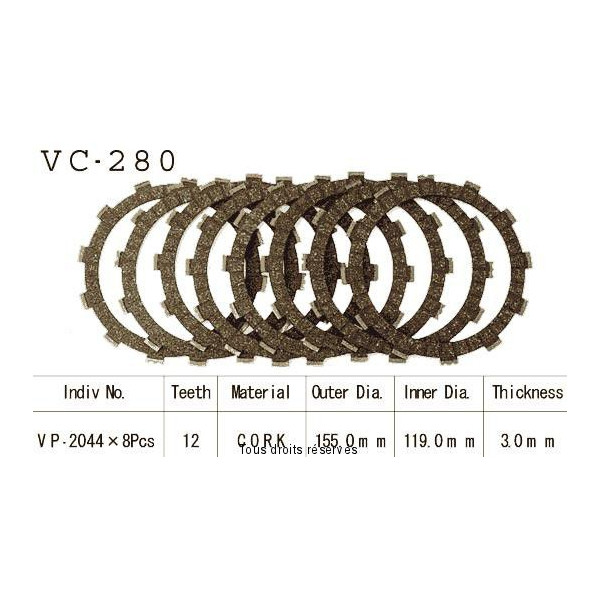 Disques garnis d'embrayage Cross VC280