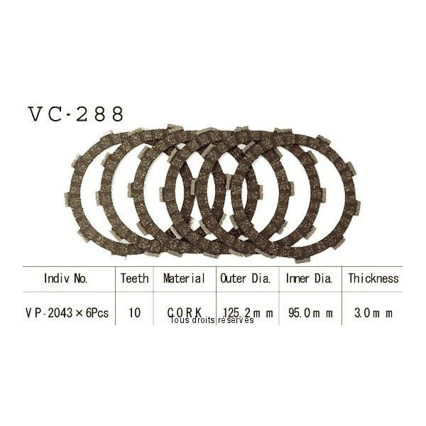 Disques garnis d'embrayage Cross VC288