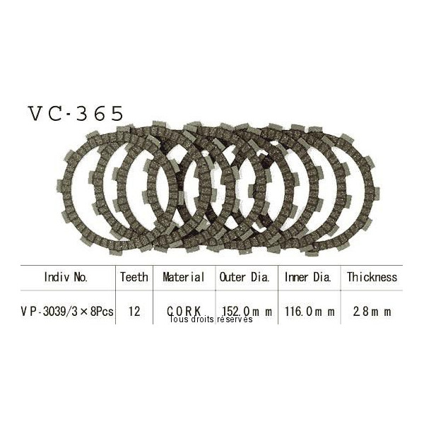 Disques garnis d'embrayage Cross VC365