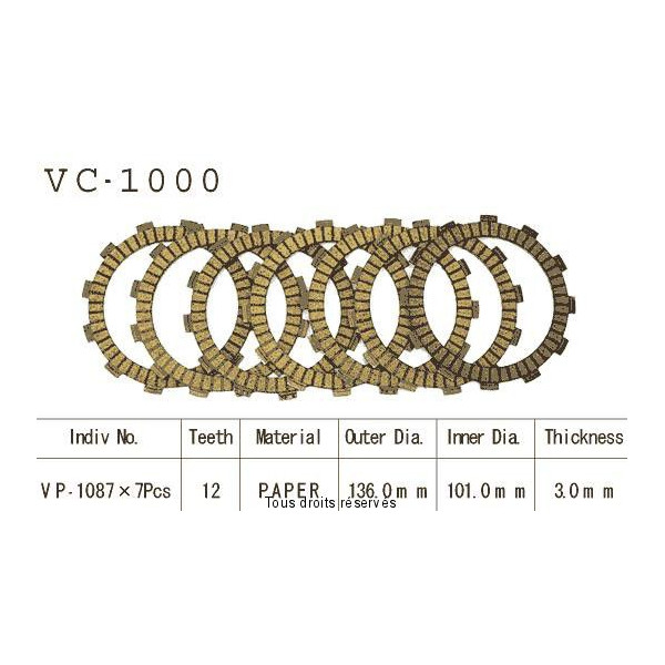 Disques garnis d'embrayage Cross VC1000