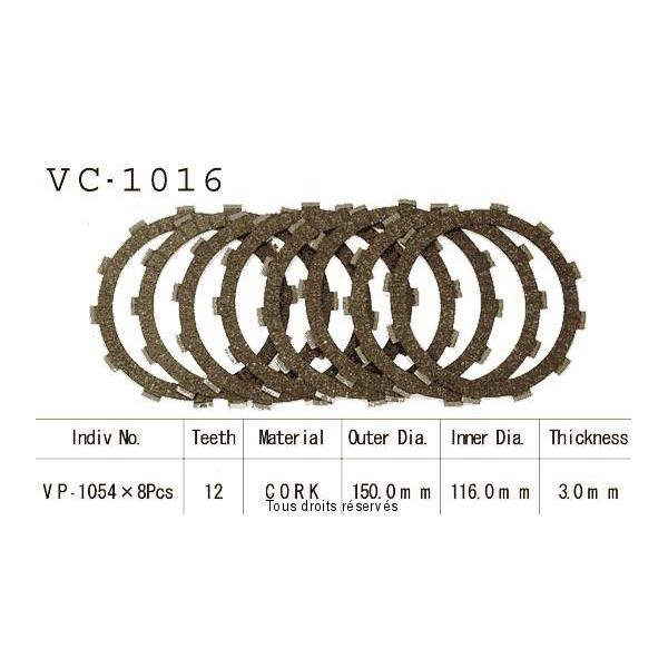 Disques garnis d'embrayage Cross VC1016
