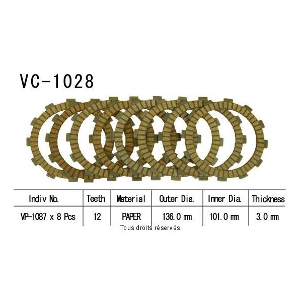 Disques garnis d'embrayage Cross VC1028