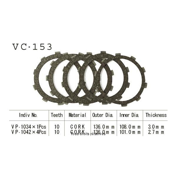 Disques garnis d'embrayage VC153