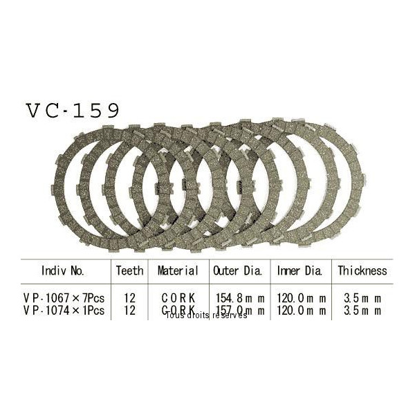 Disques garnis d'embrayage VC159