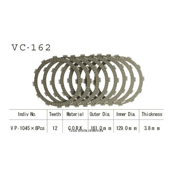 Disques garnis d'embrayage VC162