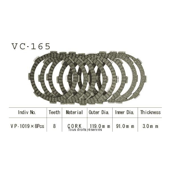 Disques garnis d'embrayage VC165