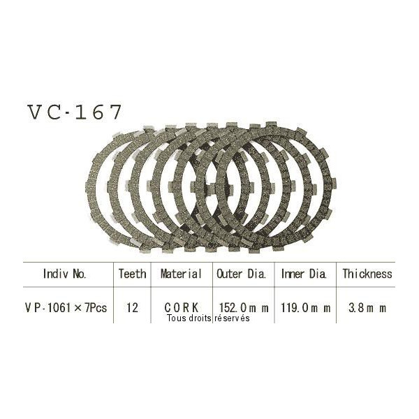 Disques garnis d'embrayage VC167