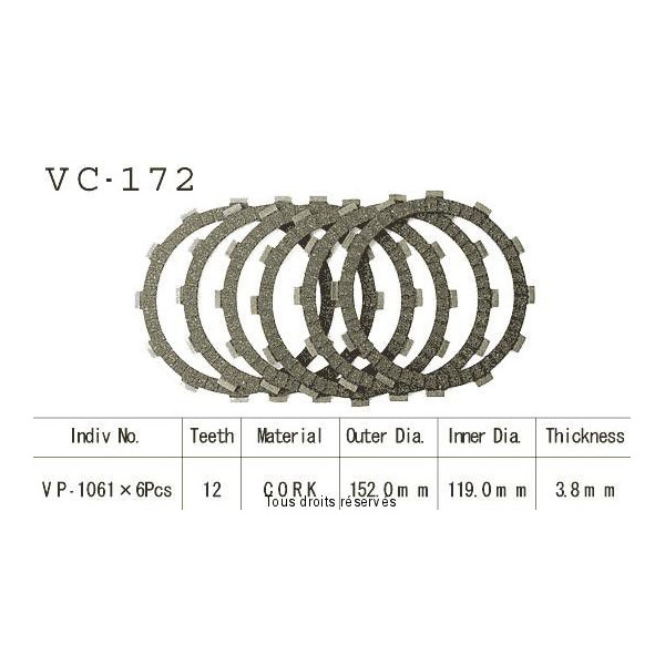 Disques garnis d'embrayage VC172