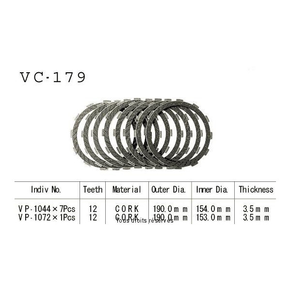 Disques garnis d'embrayage VC179