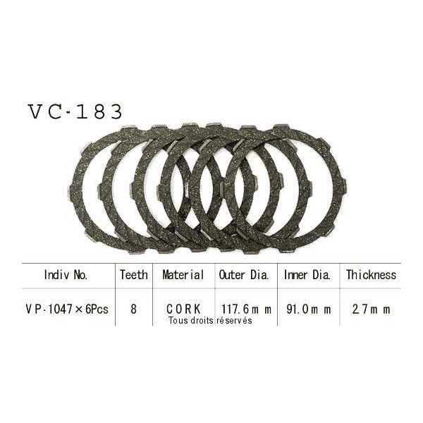 Disques garnis d'embrayage VC183