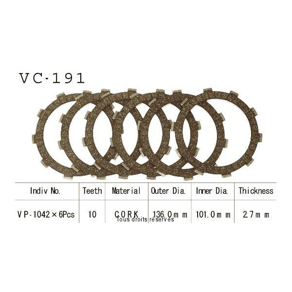 Disques garnis d'embrayage VC191