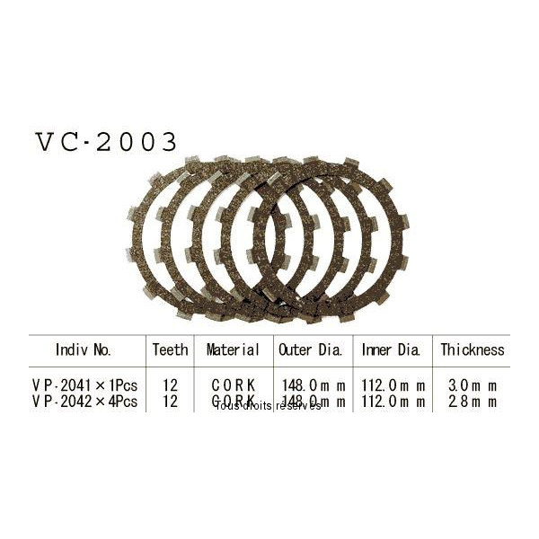 Disques garnis d'embrayage VC2003