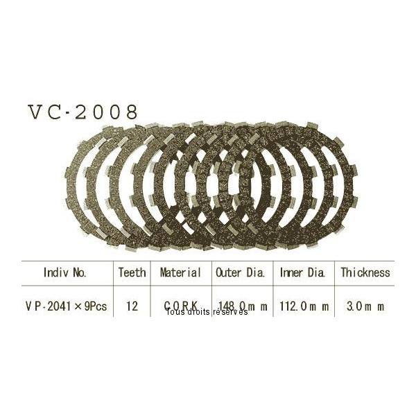 Disques garnis d'embrayage VC2008