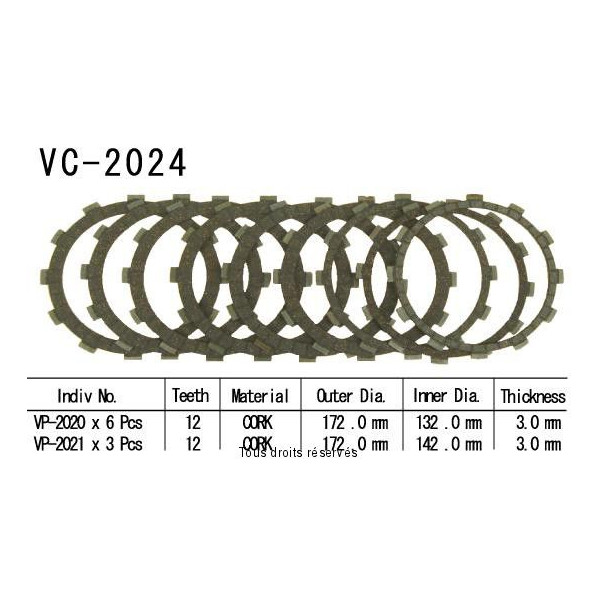 Disques garnis d'embrayage VC2024