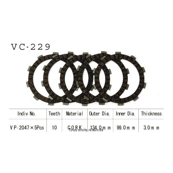 Disques garnis d'embrayage VC229