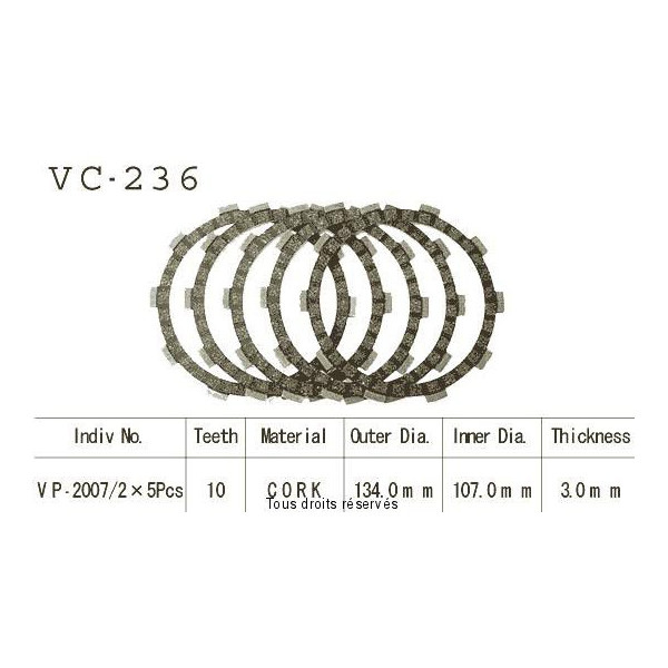 Disques garnis d'embrayage VC236