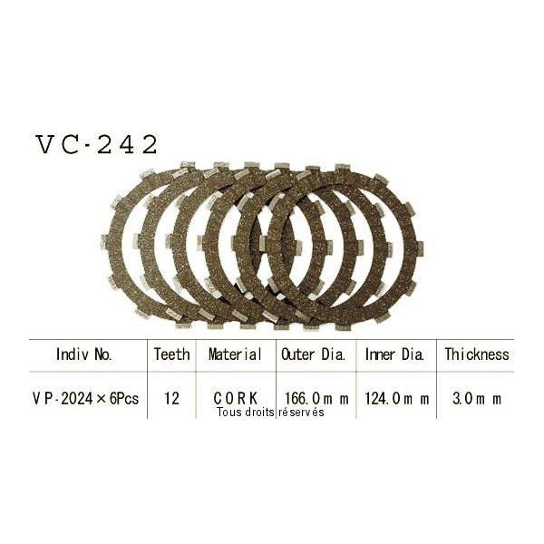 Disques garnis d'embrayage VC242