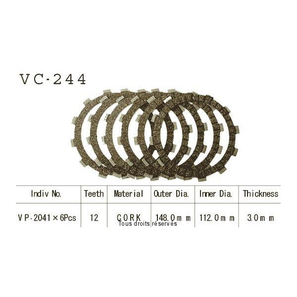 Disques garnis d'embrayage VC244