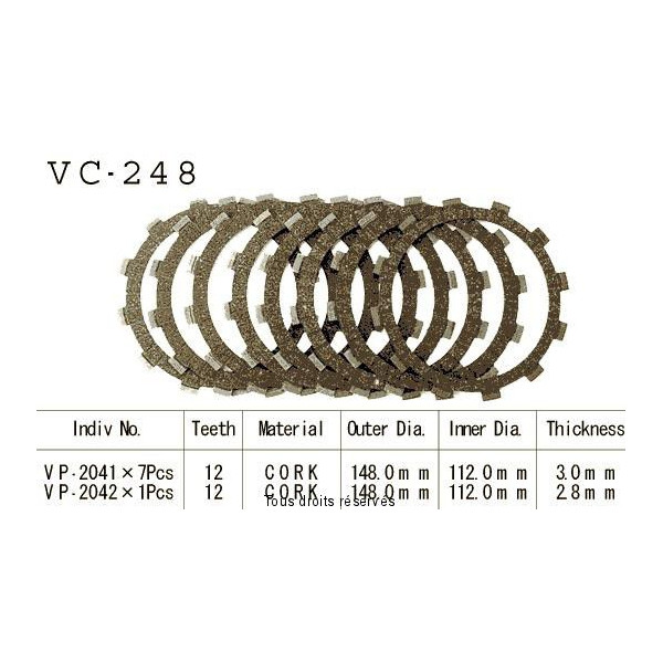 Disques garnis d'embrayage VC248