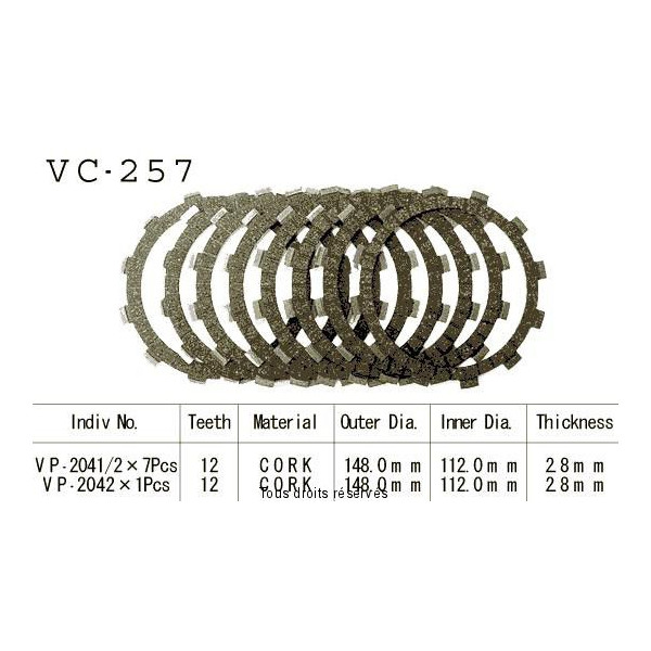 Disques garnis d'embrayage VC257