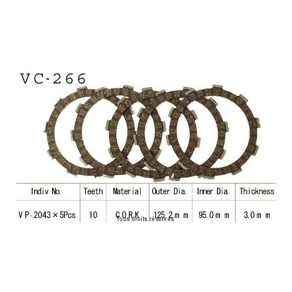 Disques garnis d'embrayage VC266