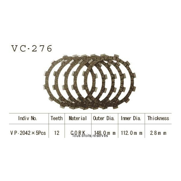 Disques garnis d'embrayage VC276