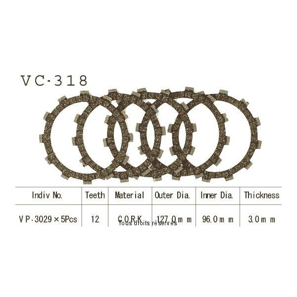 Disques garnis d'embrayage VC318