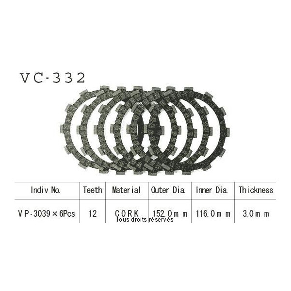 Disques garnis d'embrayage VC332