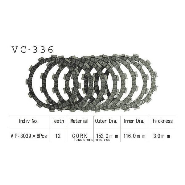 Disques garnis d'embrayage VC336