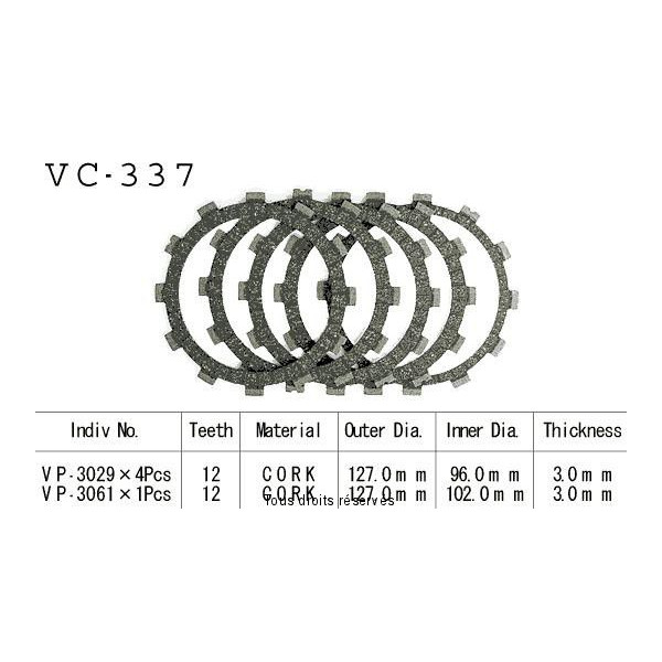 Disques garnis d'embrayage VC337