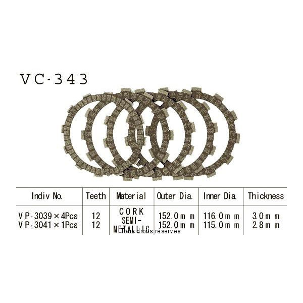 Disques garnis d'embrayage VC343