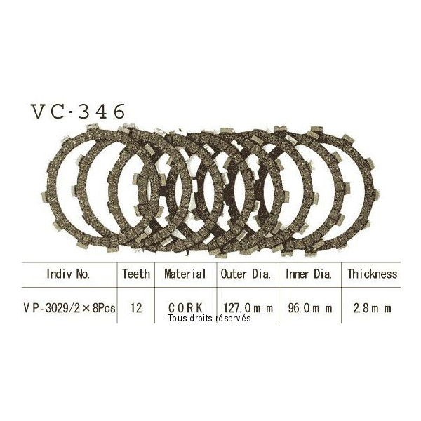 Disques garnis d'embrayage VC346