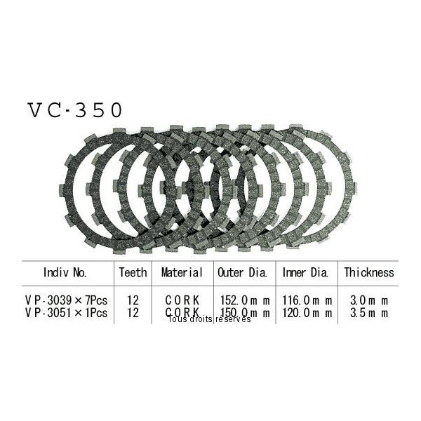 Disques garnis d'embrayage VC350