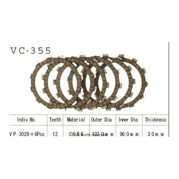 Disques garnis d'embrayage VC355