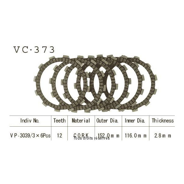 Disques garnis d'embrayage VC373