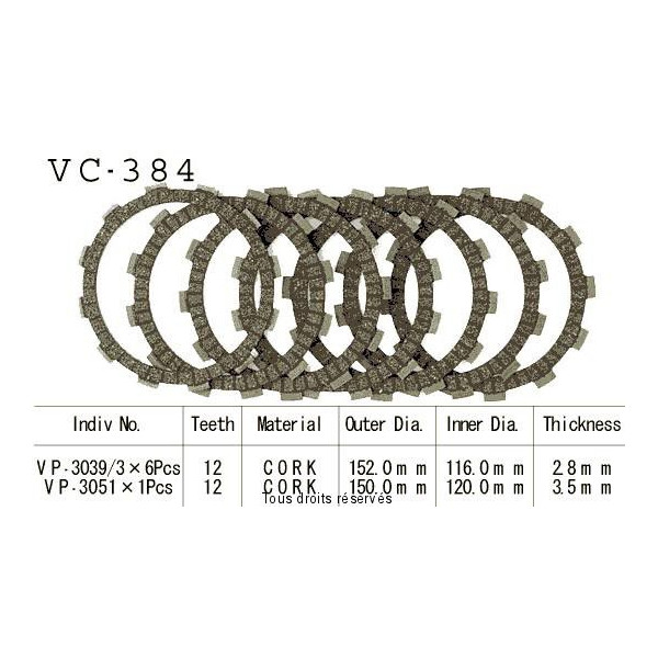 Disques garnis d'embrayage VC384