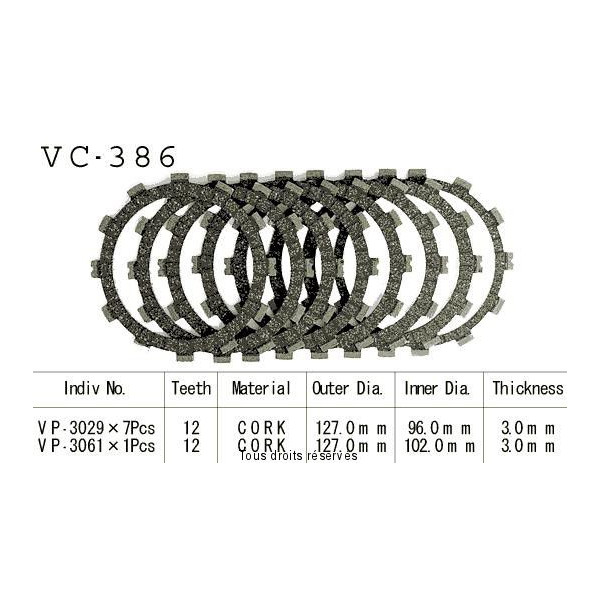 Disques garnis d'embrayage VC386