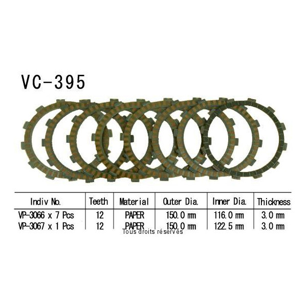 Disques garnis d'embrayage VC395