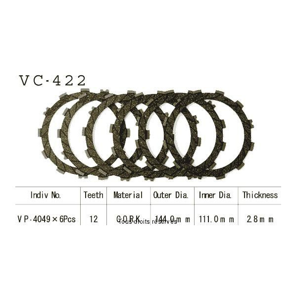 Disques garnis d'embrayage VC422