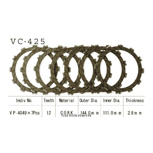 Disques garnis d'embrayage VC425