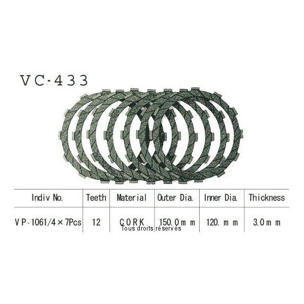 Disques garnis d'embrayage VC433